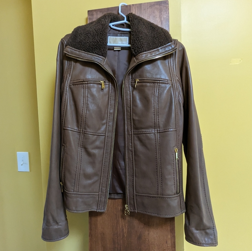 Gorgeous Michael Kors leather aviator jacket